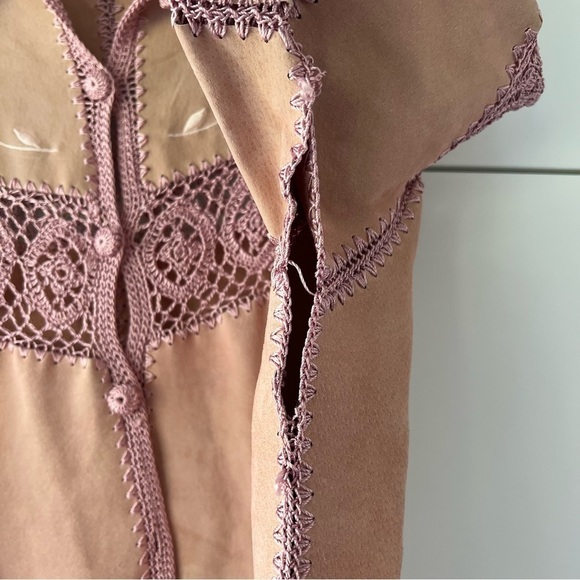 Dressbarn Leather Jacket Womens Long Sleeve Button Up Shingles Pink - Picture 8 of 12